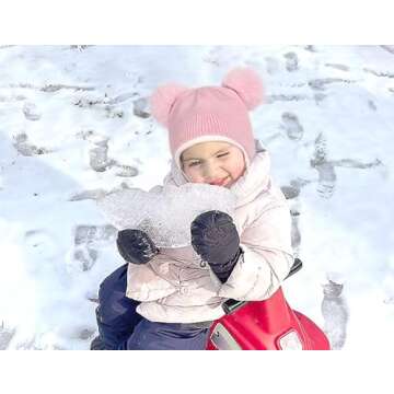 Camptrace Baby Toddler Winter Hat Scarf Set Pom Girls Boys Kids with Fleece Lined Beanie Snow Hat Hood 1-4T