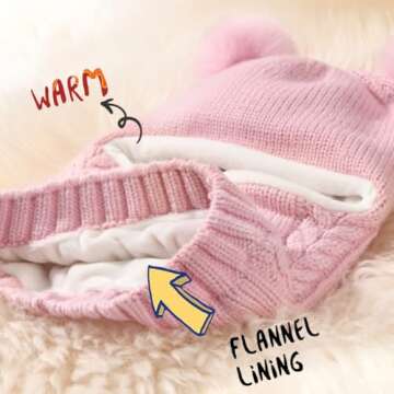 Camptrace Baby Toddler Winter Hat Scarf Set Pom Girls Boys Kids with Fleece Lined Beanie Snow Hat Hood 1-4T