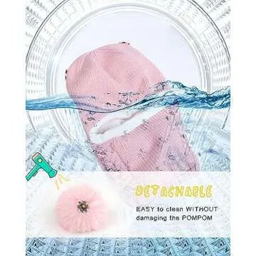 Camptrace Baby Toddler Winter Hat Scarf Set Pom Girls Boys Kids with Fleece Lined Beanie Snow Hat Hood 1-4T