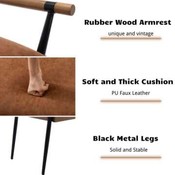 HEAH-YO Modern Dining Bench, 51 Inches Entryway Bench with Armrests, Upholstered PU Leather Bedroom End of Bench for Living Room Kitchen, Brown