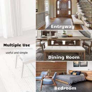 HEAH-YO Modern Dining Bench, 51 Inches Entryway Bench with Armrests, Upholstered PU Leather Bedroom End of Bench for Living Room Kitchen, Brown