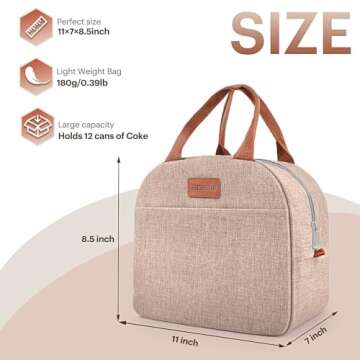 Lunch Bag for Women & Men Adult Insulated Lunch Box, Small Leakproof Cooler Food Lunch Containers Re...