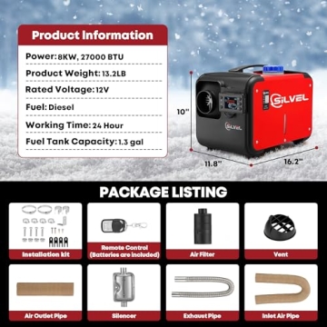 SILVEL Diesel Heater 8KW Portable for RV and Camper