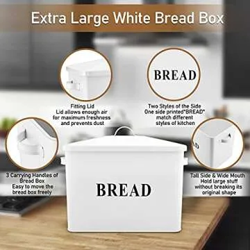 Extra Large P&P CHEF Bread Box for Kitchen Storage