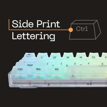 Higround Crystal Opal Basecamp 65% Mechanical USB Wired Gaming Keyboard, Silent Glacier Switches, Programable RGB, Transparent/Translucent, Hot-Swappable, Deep Thock Creamy Sounding PC Keyboard