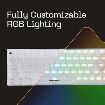 Higround Crystal Opal Basecamp 65% Mechanical USB Wired Gaming Keyboard, Silent Glacier Switches, Programable RGB, Transparent/Translucent, Hot-Swappable, Deep Thock Creamy Sounding PC Keyboard