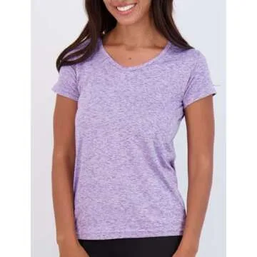 Real Essentials Women's V-Neck Activewear T-Shirt, Quick Dry, 5-Pack XL