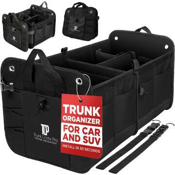TRUNKCRATEPRO Adjustable Car Trunk Organizer - Large, Collapsible & Non-Slip