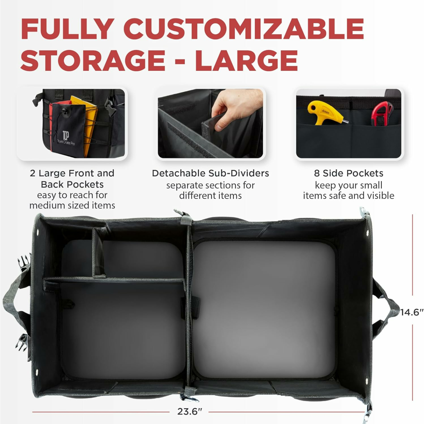 TRUNKCRATEPRO Large Adjustable Car Trunk Organizer