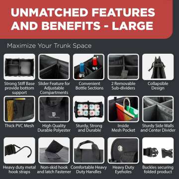 TRUNKCRATEPRO Large Adjustable Car Trunk Organizer