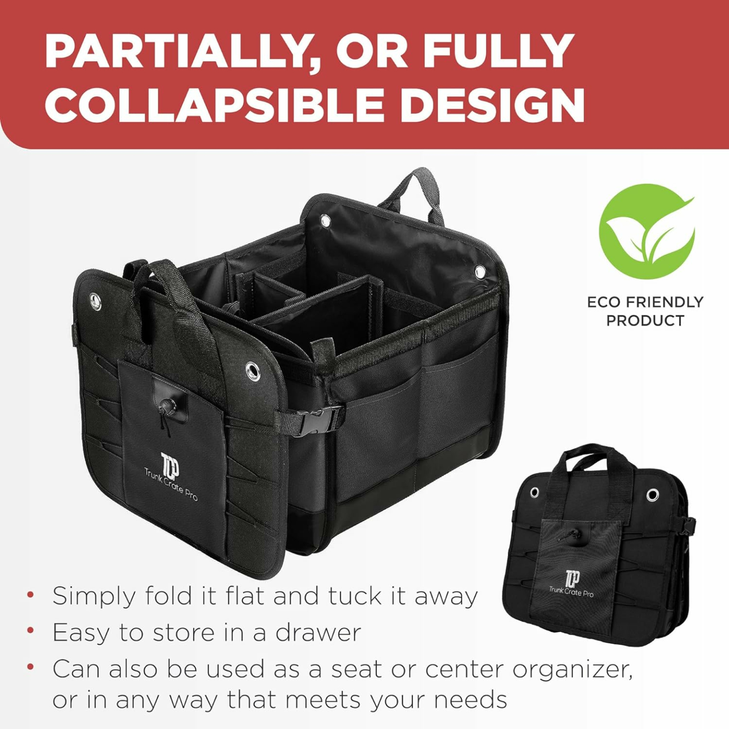 TRUNKCRATEPRO Large Adjustable Car Trunk Organizer