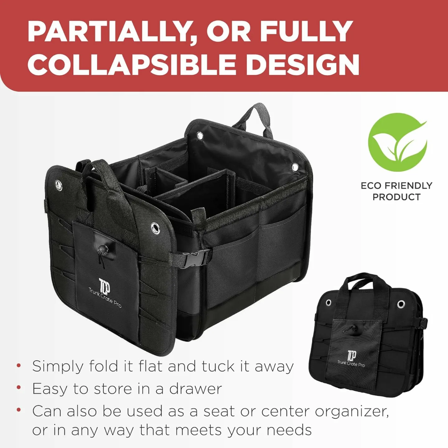 TRUNKCRATEPRO Large Adjustable Car Trunk Organizer