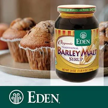 Eden Traditional Organic Barley Malt Syrup, Non-GMO, USA grown and made, Non-Dyastatic, 20 oz Glass Jar (3-Pack)