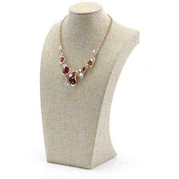 WERSHOW Beige Linen Necklace Display Bust - Elegant Jewelry Showcase
