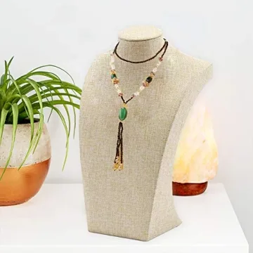 WERSHOW Beige Linen Necklace Display Bust for Jewelry