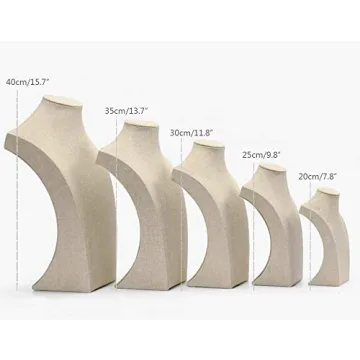 WERSHOW Beige Linen Necklace Display Bust for Jewelry