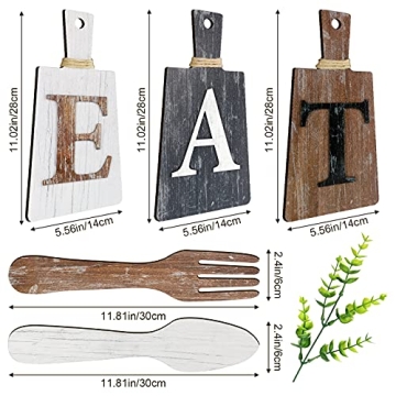 Jetec Rustic Kitchen Eat Sign with Fork and Spoon Decor