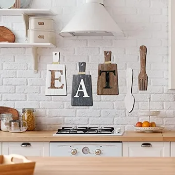 Jetec Rustic Kitchen Eat Sign with Fork and Spoon Decor