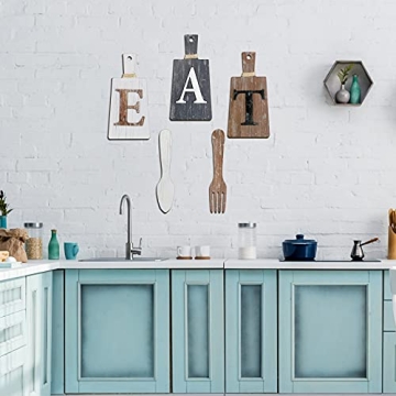 Jetec Rustic Kitchen Eat Sign with Fork and Spoon Decor