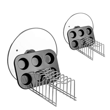 Slideep Pot Pan Lid Holder Rack Organizer - Set of 2 for Kitchen Organization