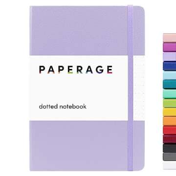 PAPERAGE Dotted Journal Notebook, (Lavender), 160 Pages, Medium 5.7 inches x 8 inches - 100 GSM Thick Paper, Hardcover with Dual Tip Pastel Highlighters, Assorted Colors, 12 Pack Bundle