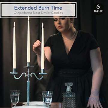 Royal Imports Unscented Taper Candles, Elegant Premium Quality, Dripless & Smokeless, Hand-Dipped Dinner Candles for Wedding, Holiday, Home Decor - 9 Hour Burn Time - Set of 12 (12 Inch, Ivory)