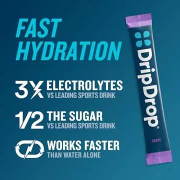 DripDrop Hydration - Juicy Variety Pack - Electrolyte Drink Mix Single Serve Powder Packets - Grape,...