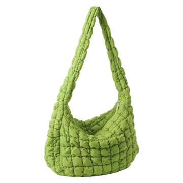 Aiyify Puffer Bag Puffer Tote Bag Quilted Tote Bag Puffy Tote Bag Puffer Crossbody Bag Quilted Crossbody Bags for Women (X-Large,Green)