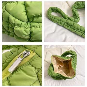 Aiyify Puffer Bag Puffer Tote Bag Quilted Tote Bag Puffy Tote Bag Puffer Crossbody Bag Quilted Crossbody Bags for Women (X-Large,Green)