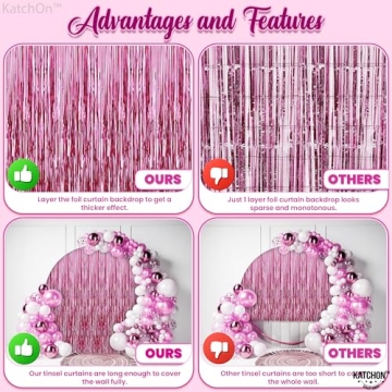 KatchOn Pink Streamers Backdrop for Any Celebration