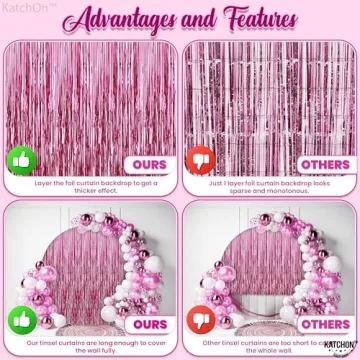 KatchOn Pink Streamers Backdrop for Any Celebration