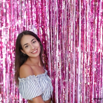 KatchOn Pink Streamers Backdrop for Any Celebration