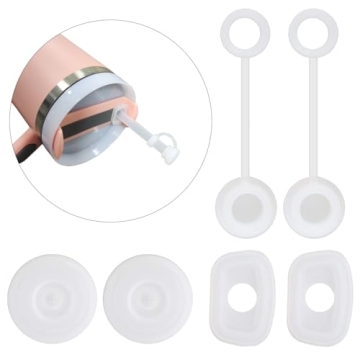 Spill-Proof Silicone Accessory Set for Stanley Cups - Includes Straw Covers, Round and Square Leak S...
