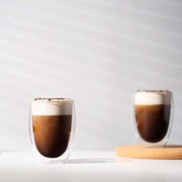 Bodum 12oz Pavina Double Wall Insulated Tumbler, High-Heat Borosilicate Glass, Set of 6, Clear