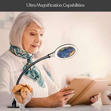 Brightech LightView Flex Magnifying Desk Lamp, 1.75X Light Magnifier, Adjustable Magnifying Glass with Light for Crafts, Reading, Close Work