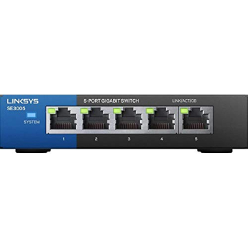 Linksys SE3005: 5-Port Gigabit Ethernet Unmanaged Switch, Computer Network, Auto-Sensing Ports Maxim...