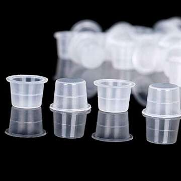 Tattoo Ink Cups 300PCS 14mm Medium Disposable Tattoo Pigment Caps Plastic for Tattooing Tattoo Machi...