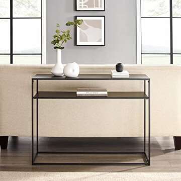 Crosley Braxton Sofa Console Table with Storage Shelf