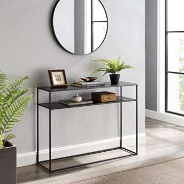 Crosley Braxton Sofa Console Table with Storage Shelf