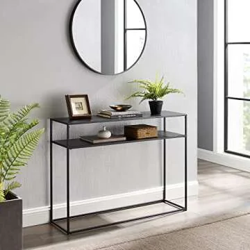 Crosley Braxton Sofa Console Table with Storage Shelf