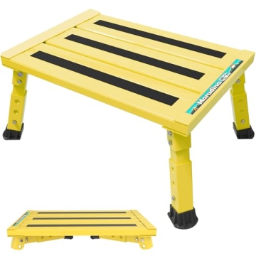 Marudina Large Platform RV Steps, 3-Level Adjustable Height Aluminum Folding Step Stool, Light Foldi...