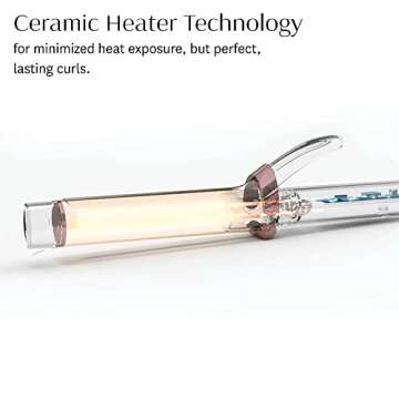 T3 SinglePass Curl Professional Curling Iron Custom Blend Ceramic Long Barrel Curling and Wave Iron with Adjustable Heat Settings for Shiny Smooth Curls and Waves, ½ inch, White/Rose Gold