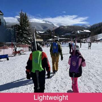 PURE MOUNTAIN FUN Ski Bag Backpack Carrier | Adjustable Straps Personalize to Fit | Lightweight Ski and Pole Transport | Great for Families, Men, Women, Kids