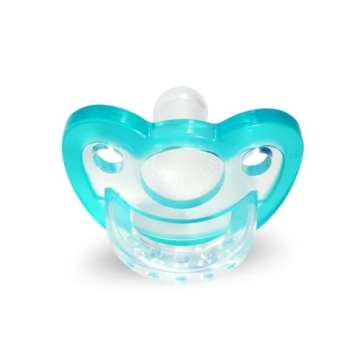 RaZbaby JollyPop Newborn Pacifier 0-3 Months - Soft, BPA-Free Silicone, USA-Made, Durable One-Piece, Dishwasher Safe, Sterilizable - Teal, Pack of 2