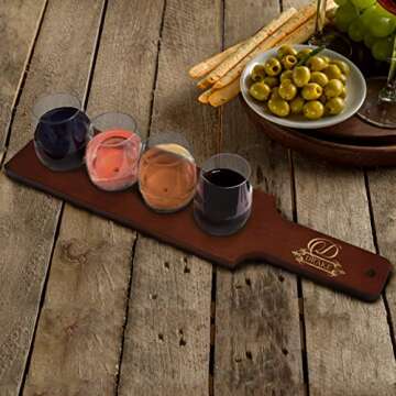 Custom Personalized Wine Tasting Flight Set with Glasses