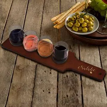 Custom Personalized Wine Tasting Flight Set with Glasses