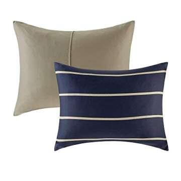 Comfort Spaces Casual Comforter Set Sporty Design, Vibrant Color, Active Lifestyle Boys Bedroom Décor, All Season Soft Microfiber Bedding Set, Decorative Pillow, Sham Blue/White Queen 4 Piece