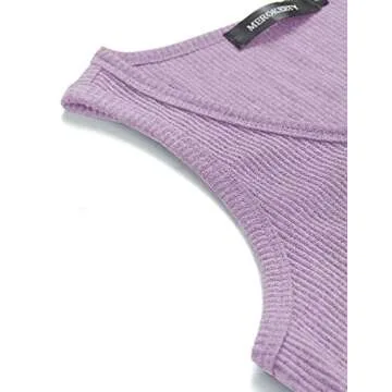 MEROKEETY Women's V Neck Tank Tops Summer Sleeveless Ribbed Button Casual Henley Shirts, Lavender, S
