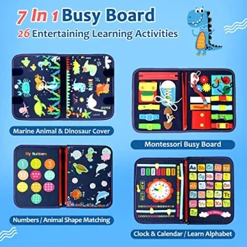 Qizfun Montessori Busy Board for 1-4 Year Olds