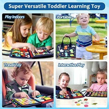 Qizfun Montessori Busy Board for 1-4 Year Olds